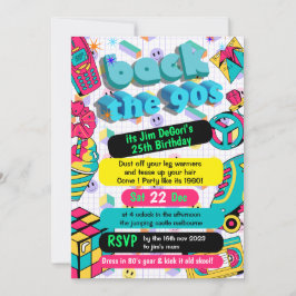 Retro 90s Funky Neon Glow Disco Verjaardag Kaart