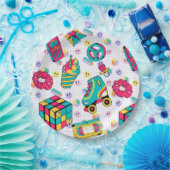 Retro 90s Funky Neon Glow Verjaardag Papieren Bordje (Feest)