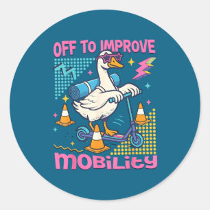 Retro 90s Fysiotherapeut Gans Ronde Sticker