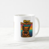 Retro 90s German Shepherd Sticker “Stay Paw-sitiv Koffiemok (Voorkant rechts)