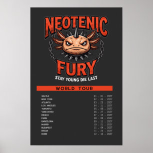 Retro 90s Heavy Metal Axolotl Band Tour Parodie Poster