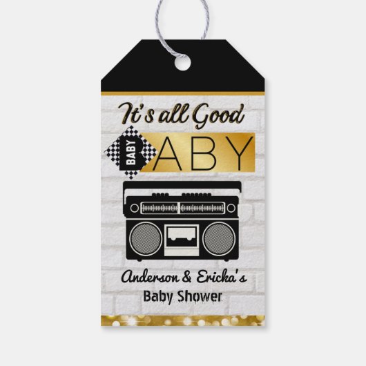 Retro 90's Hip Hop Baby shower|Birthday Champagne Cadeaulabel (Achterkant)