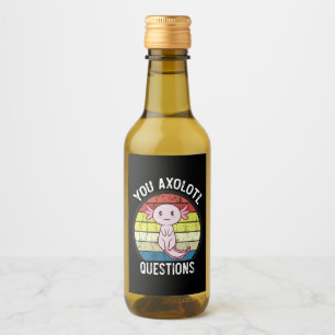 Retro 90s Jij Axolotl Vragen Vintage Zonsondergang Wijn Etiket