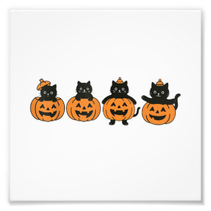 Retro 90s Kat Halloween Pompoen Zwarte Kat Foto Afdruk