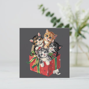 Retro 90s Kattenliefhebber Kerstmis Retro Katten K Feestdagenkaart
