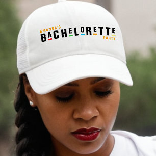 Retro 90s Kleurrijke Bachelorette Party Zwart Trucker Pet