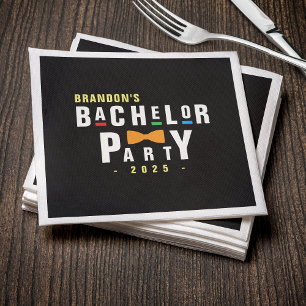 Retro 90s Kleurrijke Das Bachelorfeest Zwart Servet