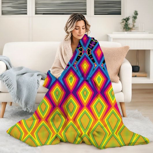 Retro 90s levendig Neon Colour Abstract Pattern Fleece Deken