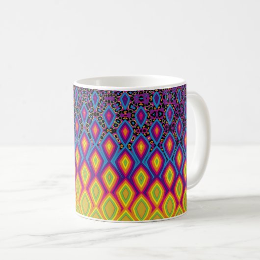 Retro 90s levendig Neon Colour Abstract Pattern Koffiemok (Voorkant rechts)