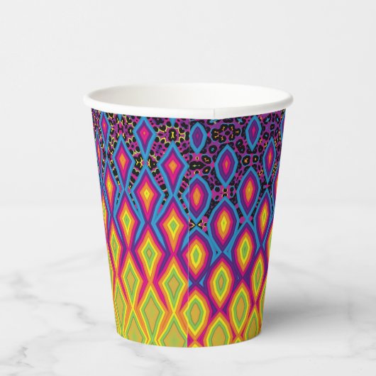 Retro 90s levendig Neon Colour Abstract Pattern Papieren Bekers (Rechts)