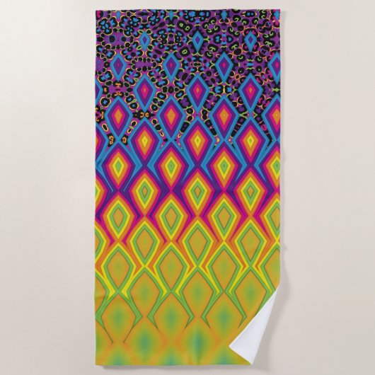 Retro 90s levendig Neon Colour Abstract Pattern Strandlaken (Voorkant)