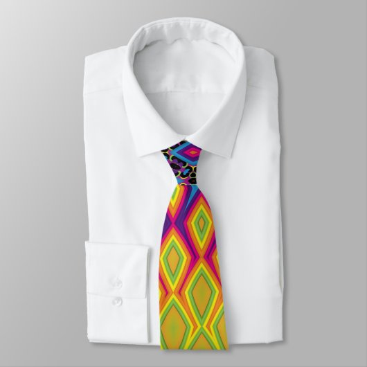 Retro 90s levendig Neon Colour Abstract Pattern Stropdas (Gebonden)