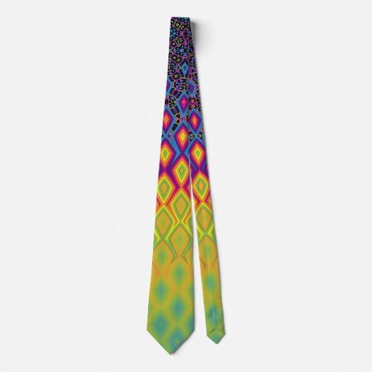 Retro 90s levendig Neon Colour Abstract Pattern Stropdas (Voorkant)
