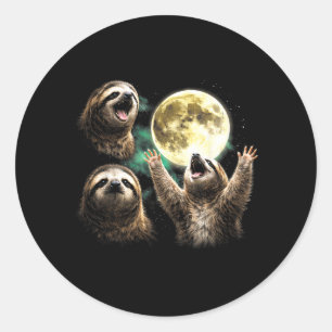 Retro 90s Luiaard die naar de maan huilt Luiaard M Ronde Sticker