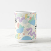 Retro 90s Memphis Aesthetic Pattern Latte Mug (Centre)