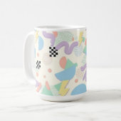 Retro 90s Memphis Aesthetic Pattern Latte Mug (Devant gauche)