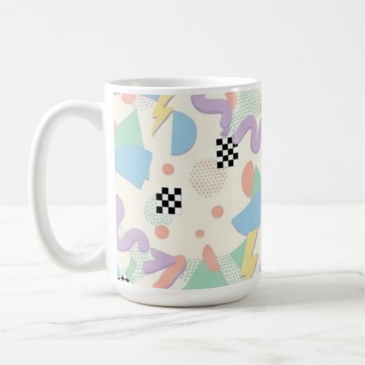 Retro 90s Memphis Aesthetic Pattern Latte Mug Koffiemok (Links)