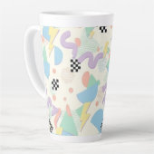Retro 90s Memphis Aesthetic Pattern Latte Mug Mok (Linkerhoek)