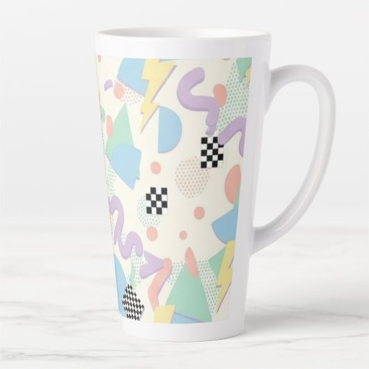 Retro 90s Memphis Aesthetic Pattern Latte Mug Mok (Rechts)