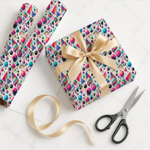 Retro 90s Memphis geometrisch neon-cadeauverpakkin Cadeaupapier