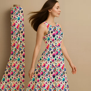 Retro 90s Memphis Geometrische Neon Felle Stofprin Stof