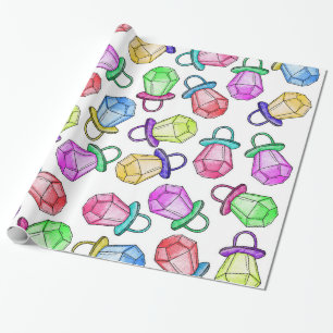 Retro 90's Neon Colorful Ring Snoep Pop Cadeaupapier