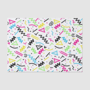 Retro 90's Neon Pink Green Blue Gellow Doodle Tissuepapier