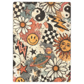 Retro 90s Psychedelic Doodle Pattern with Yin Yang Klembord (Achterkant)