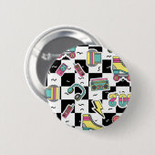 Retro 90s Roller Skate Pattern Round Button (Voorkant /achterkant)