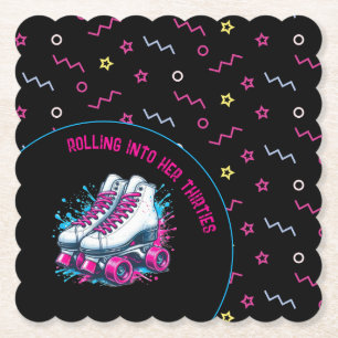 Retro 90s Rolschaatsen Party Kartonnen Onderzetters