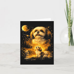 Retro 90s Shih Tzu die huilt naar de maan Funny ho Kaart