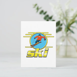 Retro 90s ski logo briefkaart