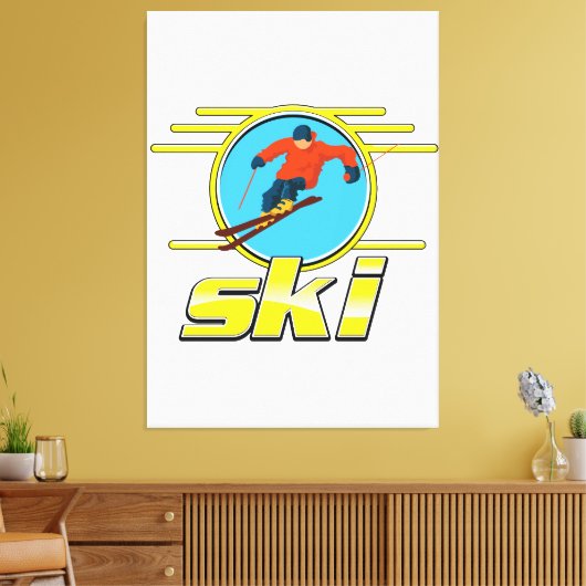Retro 90s ski logo canvas afdruk (Insitu (Woonkamer))