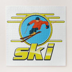 Retro 90s ski logo legpuzzel