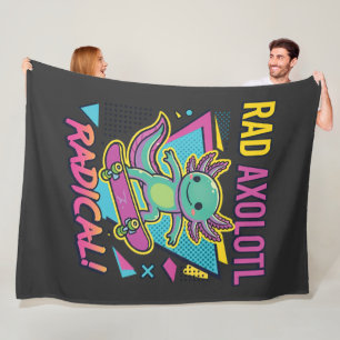 Retro 90s stijl Axolotl Skateboard Rad neon Fleece Deken