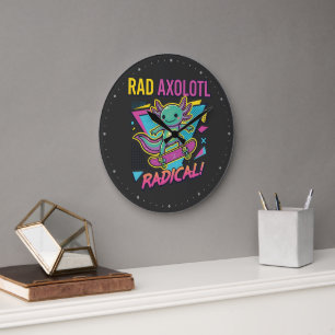 Retro 90s stijl Axolotl Skateboard Rad neon Grote Klok