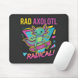 Retro 90s stijl Axolotl Skateboard Rad neon Muismat