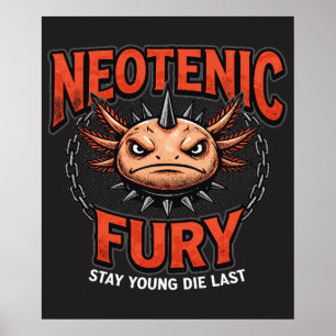 Retro 90s stijl Axolotl Skateboard Rad neon Poster