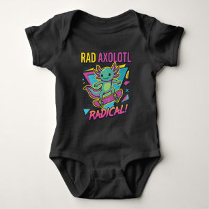 Retro 90s stijl Axolotl Skateboard Rad neon Romper