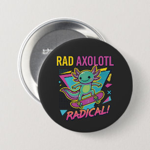 Retro 90s stijl Axolotl Skateboard Rad neon Ronde Button 7,6 Cm