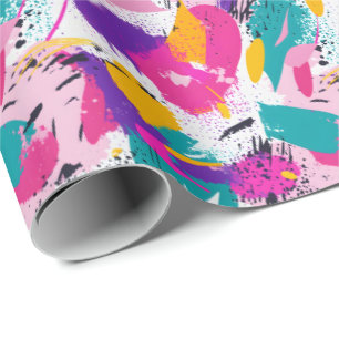 Retro 90s tegelpatroon feestje cadeaupapier