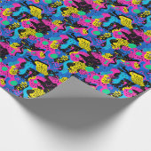 Retro 90s tegelpatroon feestje cadeaupapier (Hoek)
