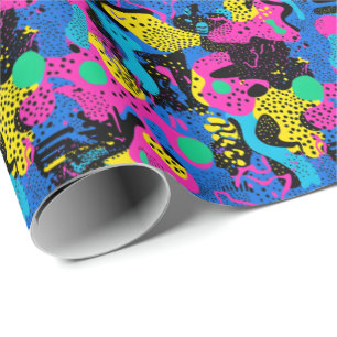 Retro 90s tegelpatroon feestje cadeaupapier