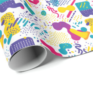 Retro 90s tegelpatroon feestje cadeaupapier