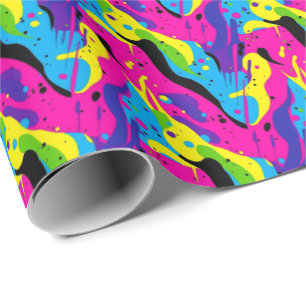 Retro 90s tegelpatroon feestje cadeaupapier