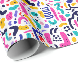 Retro 90s tegelpatroon feestje cadeaupapier