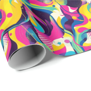 Retro 90s tegelpatroon feestje cadeaupapier