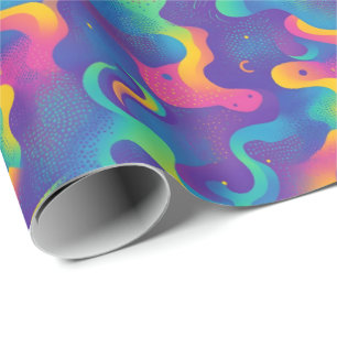 Retro 90s tegelpatroon feestje cadeaupapier