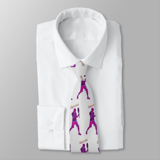 Retro 90s Tennis Player Pattern Stropdas (Gebonden)