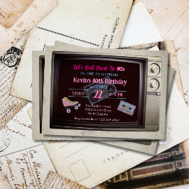Retro 90's thema Oude tv-verjaardag Kaart